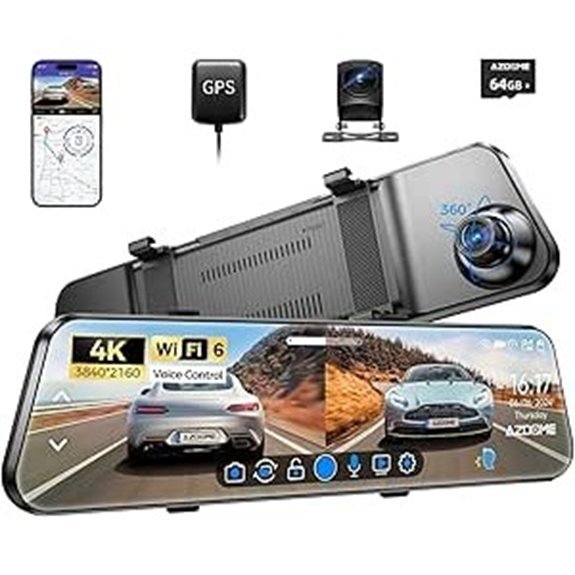 AZDOME PG17 4K Mirror Dash Cam with GPS
