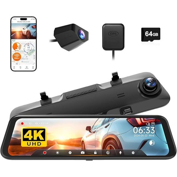 WOLFBOX G850 12” 4K Mirror Dash Cam