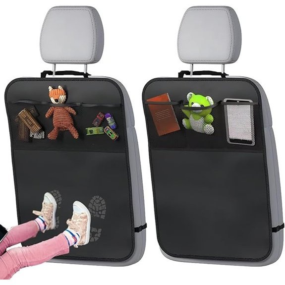 2PCS Car Seat Kick Mats & Backseat Organizers