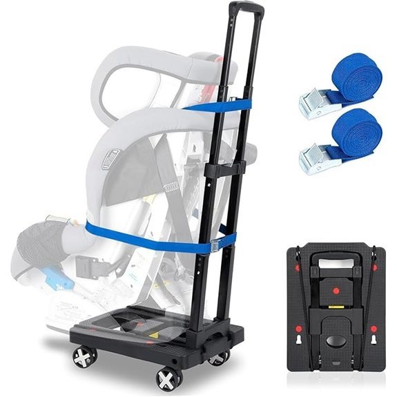 Car Seat Travel Cart with Blue Straps