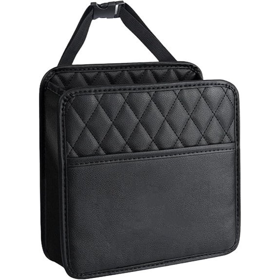 Leather Back Seat Car Organizer with Cup Holder