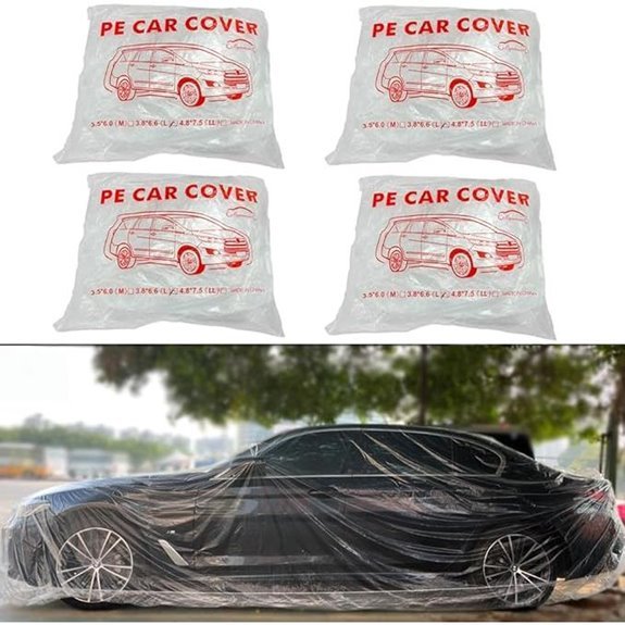 4 Pack Disposable Clear Plastic Car Covers