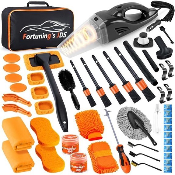 61 PCS Car Detailing Kit with Vacuum and Brushes