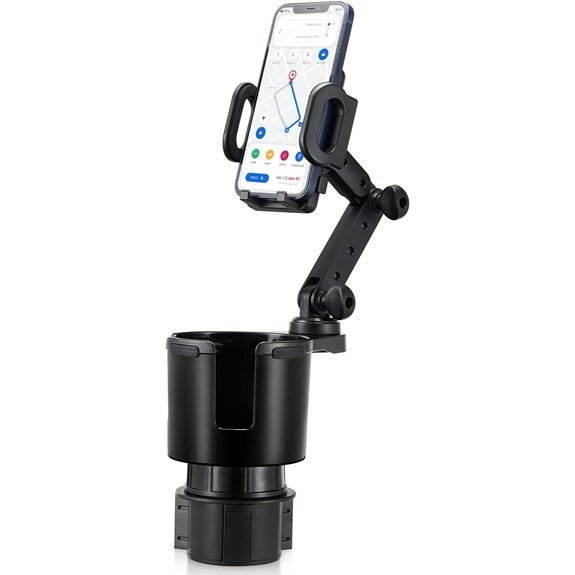 Hill Car Cup Holder Expander with Phone Mount