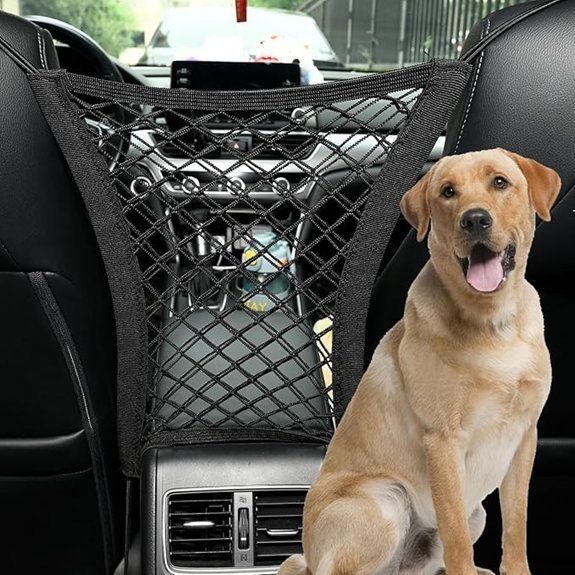Dog Car Net Barrier and Backseat Storage Bag