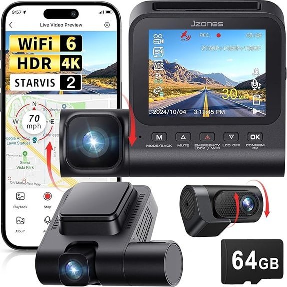 2 Channel Dash Cam with Night Vision and GPS