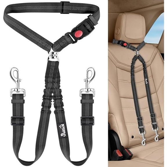Lukovee Double Dog Seat Belt for 2 Dogs
