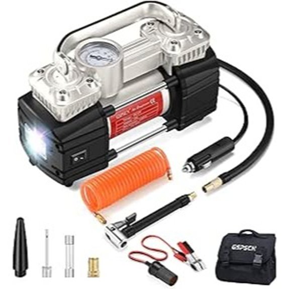 GSPSCN Silver Dual Cylinder 12V Air Compressor Pump