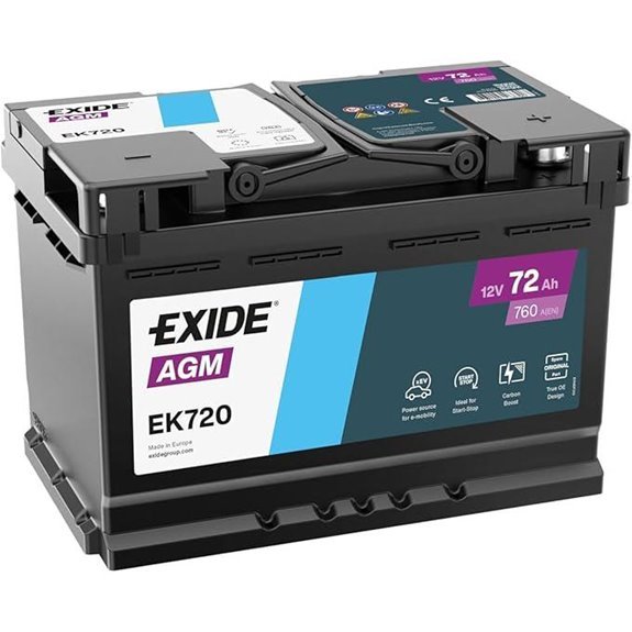 Exide 72Ah 760A EK720 AGM Start Stop Car Battery