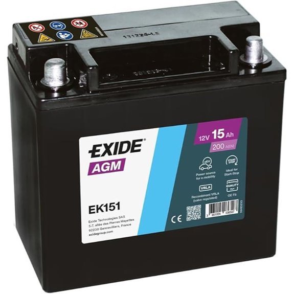 Exide Ek151 Agm Car Battery 15 Ah