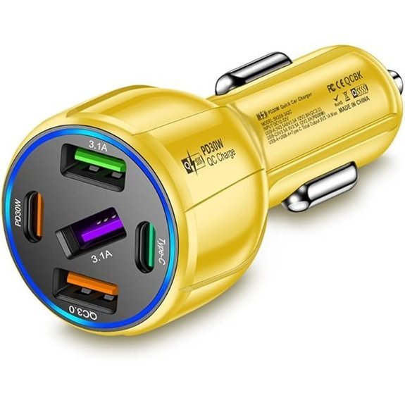 5 Port 75W USB C Car Charger Adapter