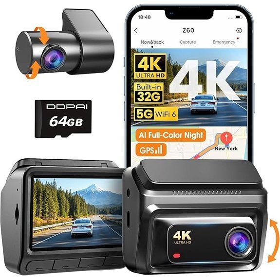 DDPAI 4K Dash Cam Front and Rear