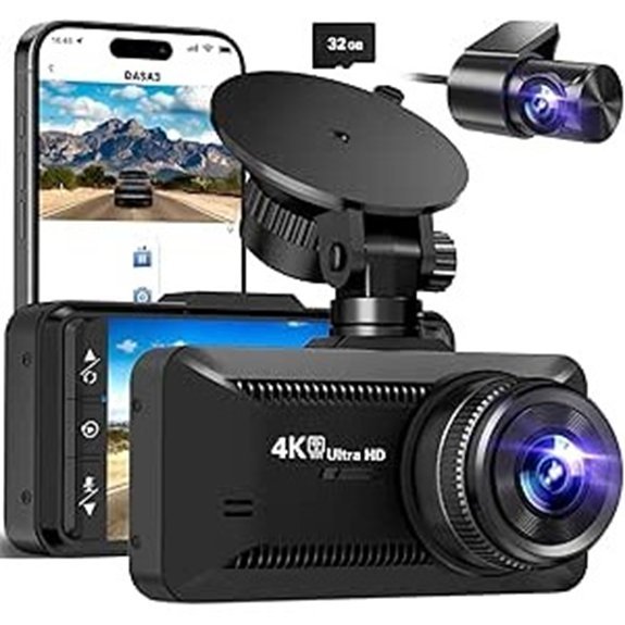 4K/1080P Dash Cam Front and Rear with WiFi