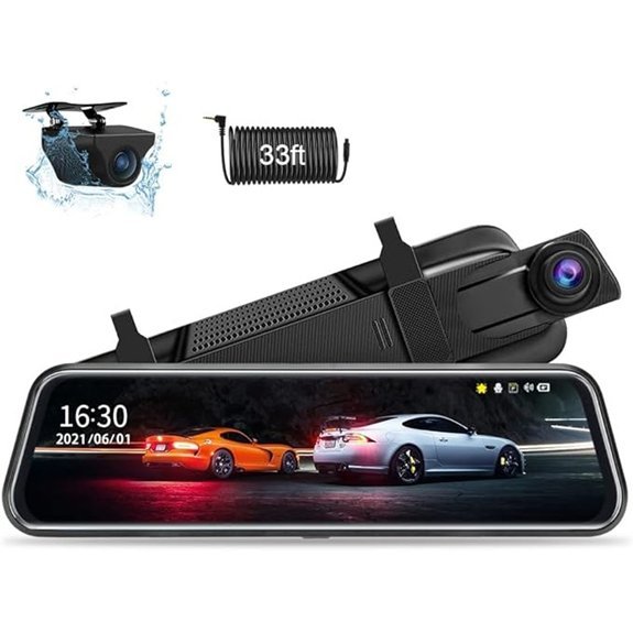 Jansite 10'' Mirror Dash Cam with Night Vision