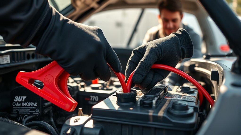 jump starting dead car battery
