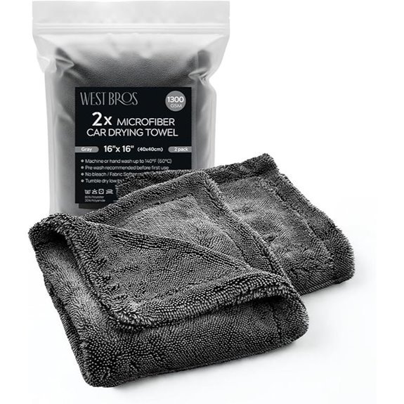 2X Medium Microfiber Car Drying Towels (16x16)