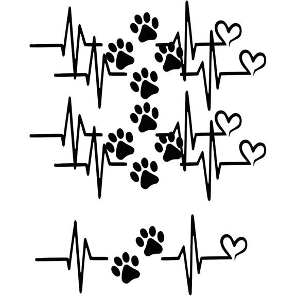 Vehicle Paw Print Heartbeat Vinyl Decal Set