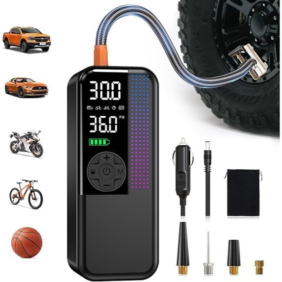 Portable Tire Inflator Air Compressor with LED Light