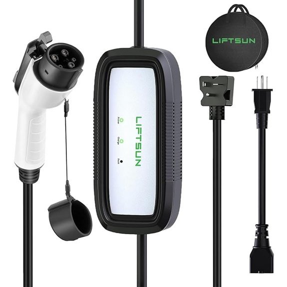 Portable Level 1+2 EV Charger with 21Ft Cable