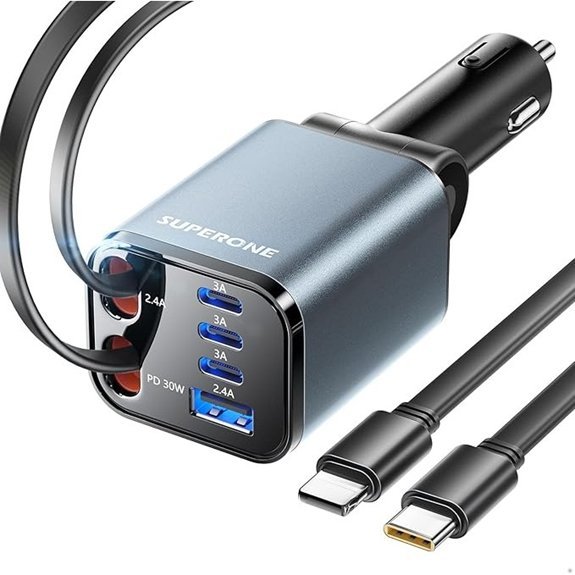 SUPERONE 6-Port Retractable Car Charger