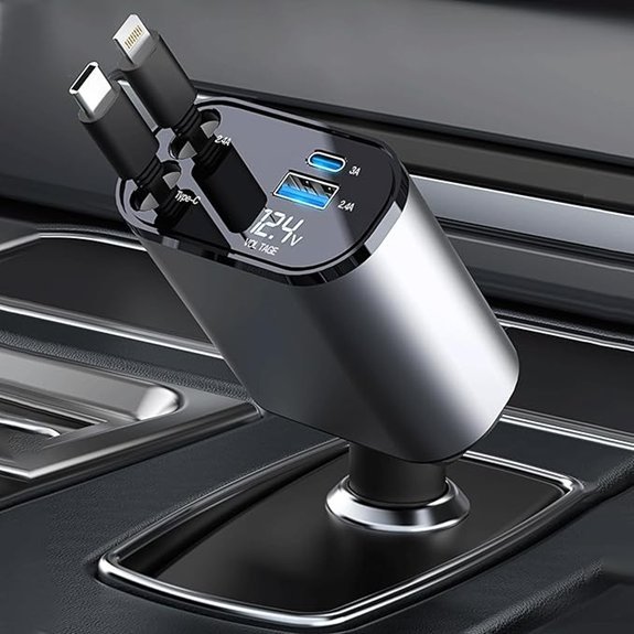 Retractable 100W Fast Car Charger with 2 Ports