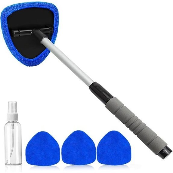 Windscreen Cleaner Tool with Rotating Head and Pads