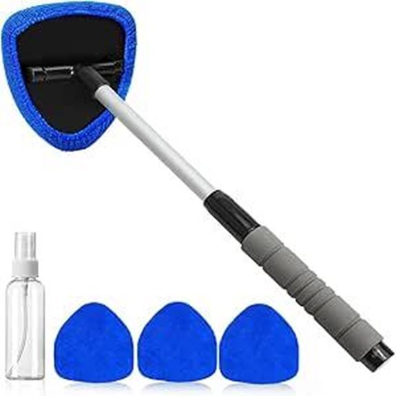 Windscreen Cleaner Tool with Rotating Head and Pads