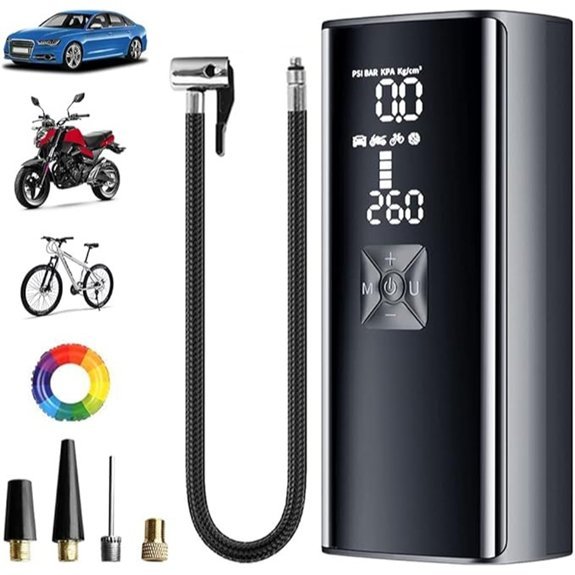 Electric Bike Pump with LCD Display and LED Lights