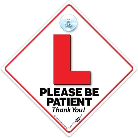 Learner Driver L Plate Sign with Suction Cup