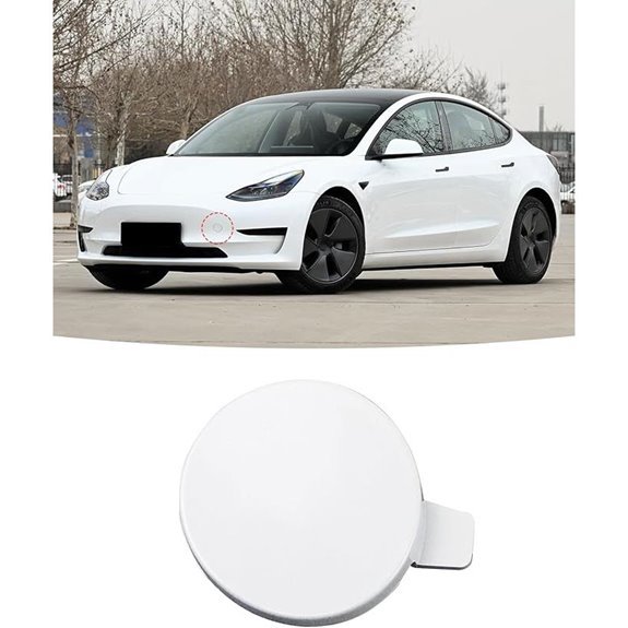 Tesla Model 3 Front Bumper Tow Hook Cover (White)