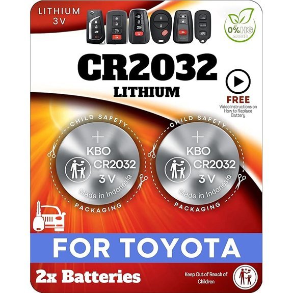 CR2032 Remote Key Fob Battery 2-Pack for Toyota