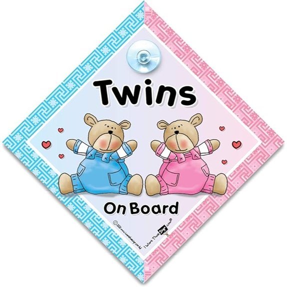 Twins On Board Car Window Sign