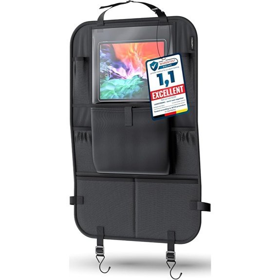 Car Organizer - Car Seat Protectors - Kick Mats - Universal Fit - Black