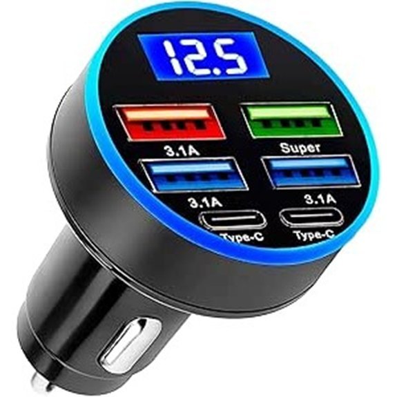 Car USB 6 in 1 Fast Charger Adapter