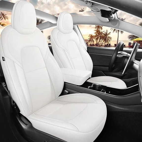 White Nappa Leather Car Seat Cover for Tesla Model 3