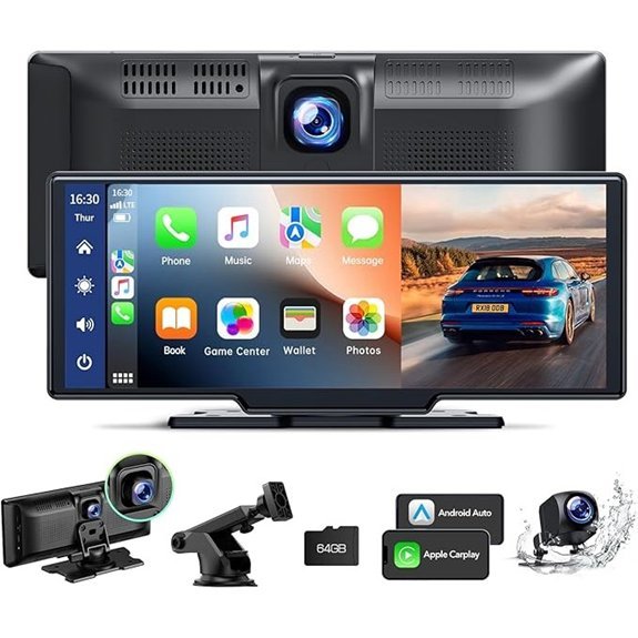 LAMTTO Wireless CarPlay Portable Car Radio with Dashcam