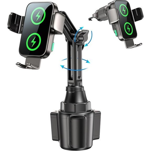 Dual Coil Wireless Car Charger & Phone Holder